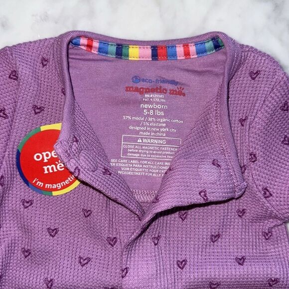 NWT Magnetic Me Heart Ribbon Waffle Purple Footie - Picture 6 of 6